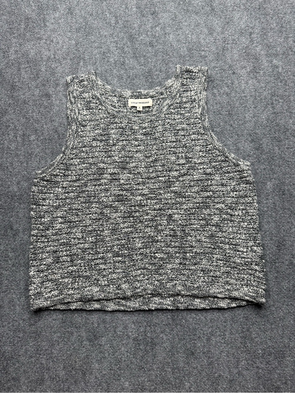 Lucky Brand Womans XL Nwt chunky layering Gray Knit sleeveless Tank Top